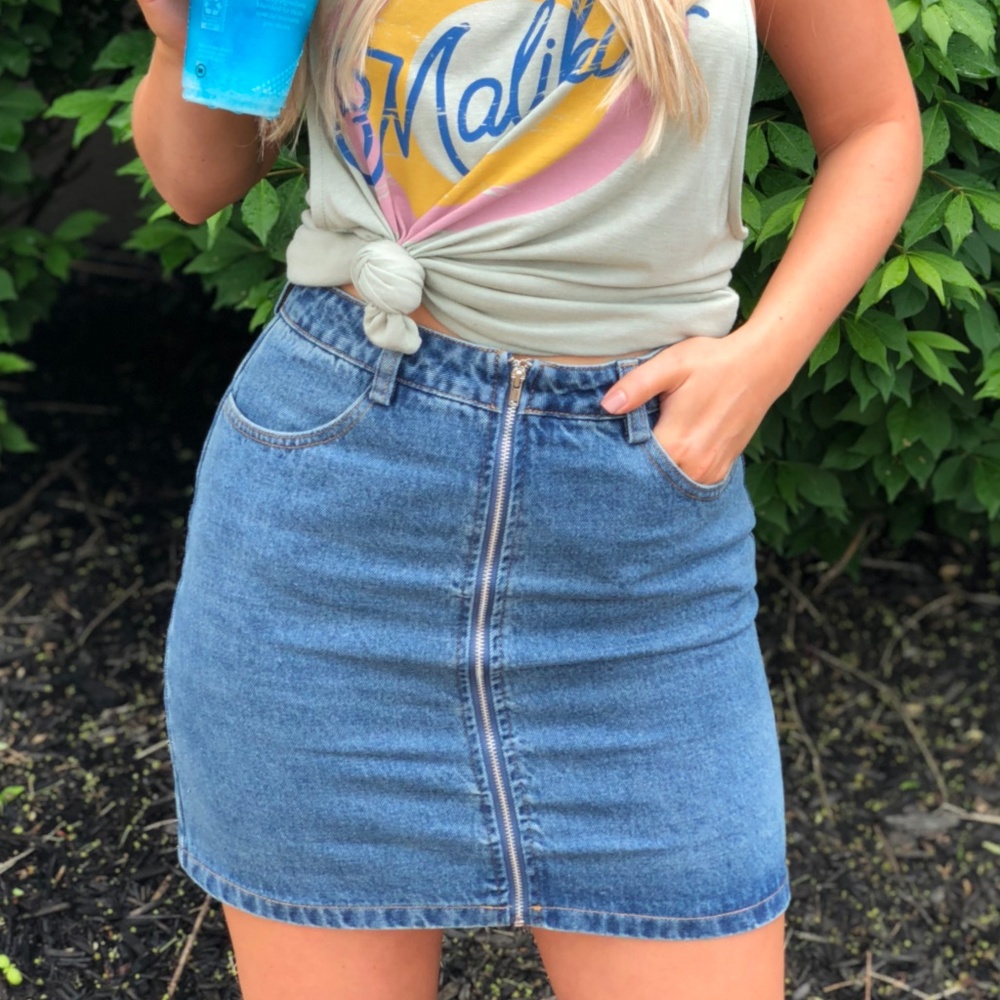 Denim Zipper Skirt